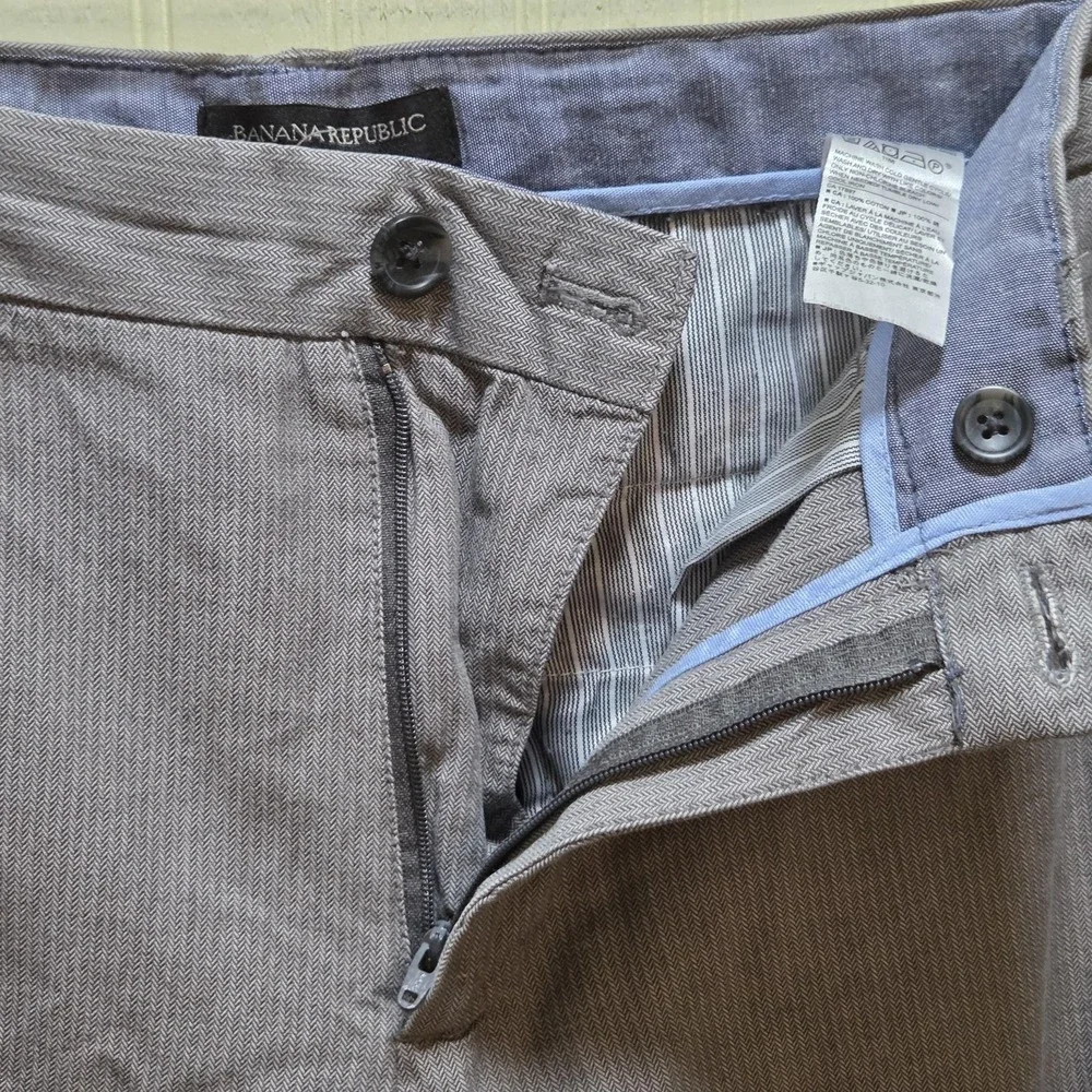 Banana Republic Pants‎ Mens 33x30 Gray Aiden Fit Herringbone Chino Slim Casual